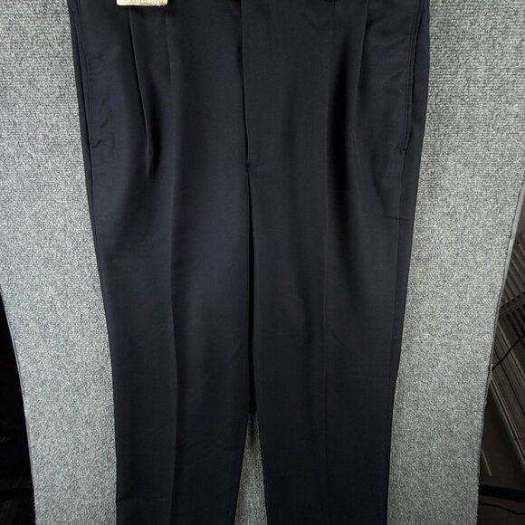 NWT Roundtree & Yorke Easy Care Pants 36x29 Navy Blue Dress Slacks Pleated - Picture 1 of 16